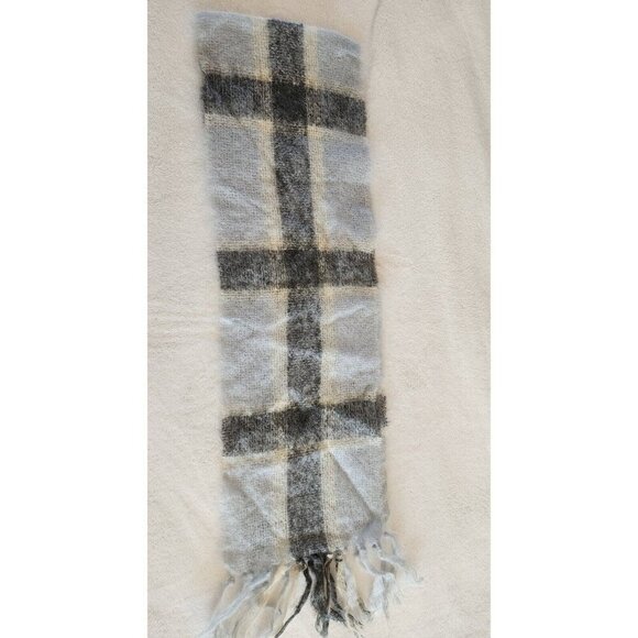 Royal Scot Scarf Blue Tartan Plaid Mohair Wool Blend Fringe Made in Scotland - Picture 2 of 4